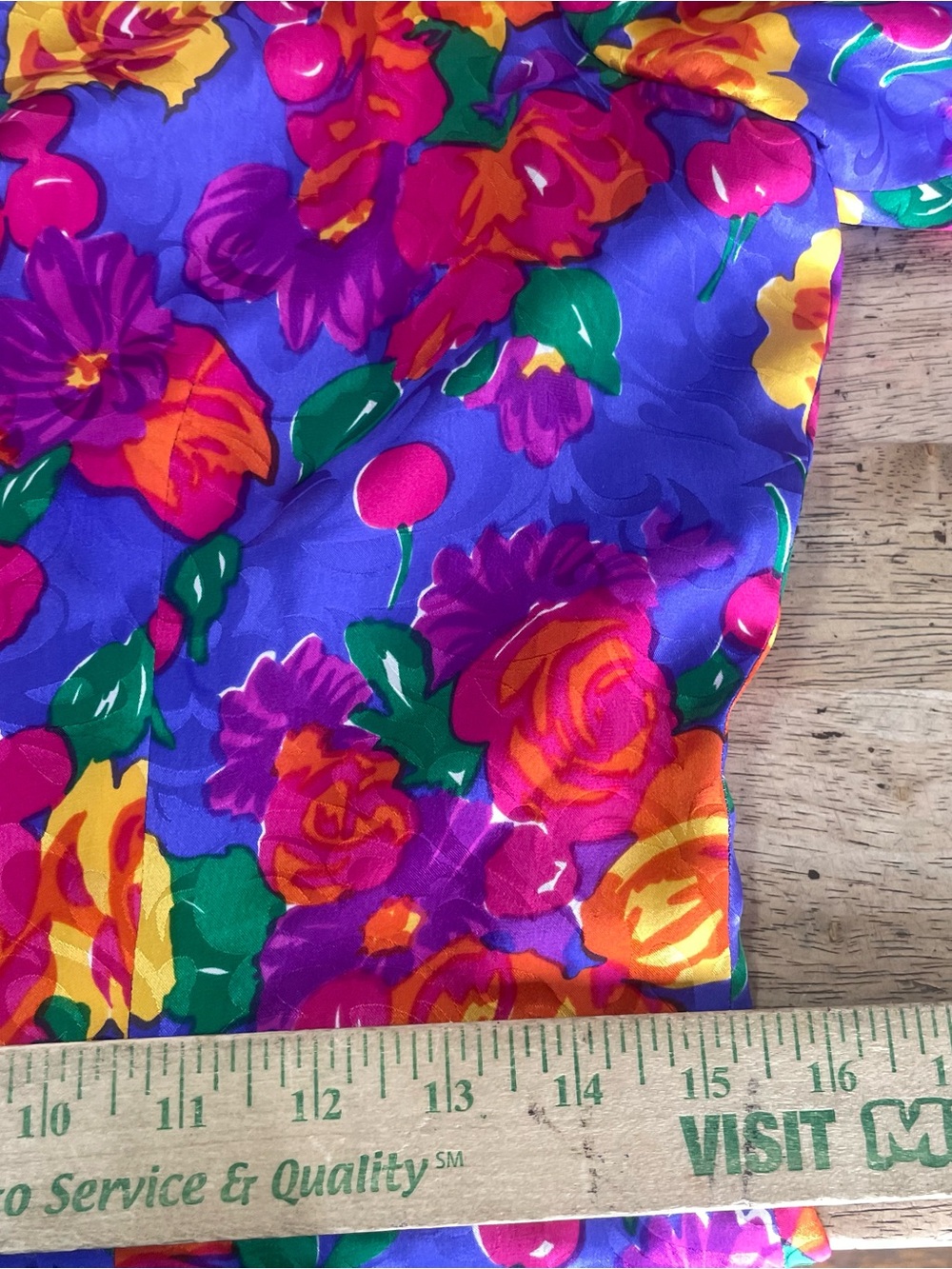 VTG 80s Adrianna Papell Silk Floral Dress Puff Sleeve Size 8 - Picture 6 of 6